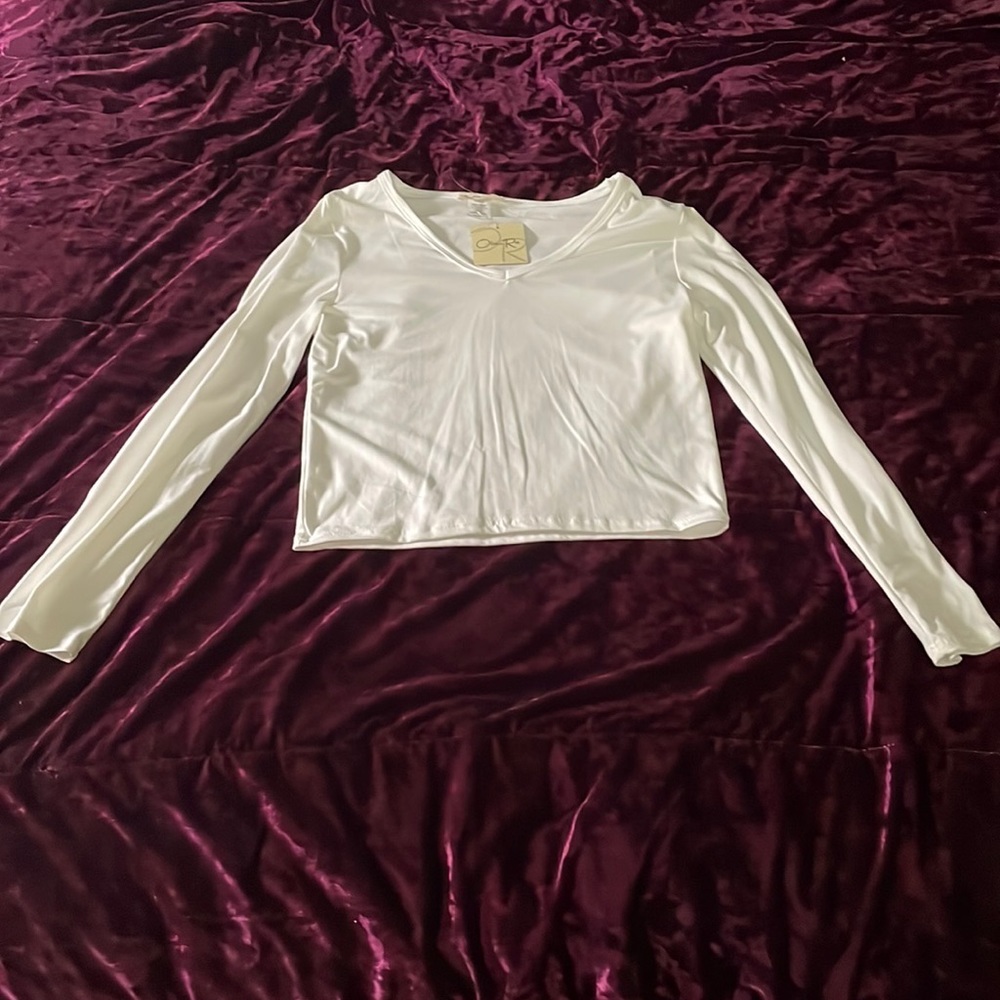 Olivia Rae - long sleeve v-neck mid-crop top.